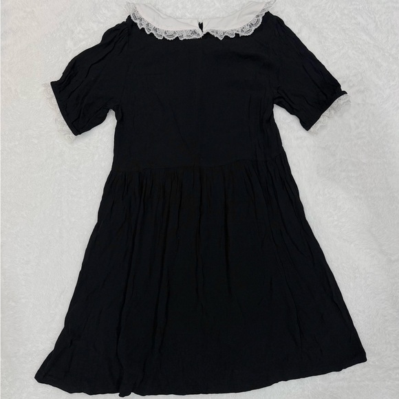 Dolls Kill Widow Never Ending Nightmare Black & White Wednesday Addams Dress - Picture 2 of 4